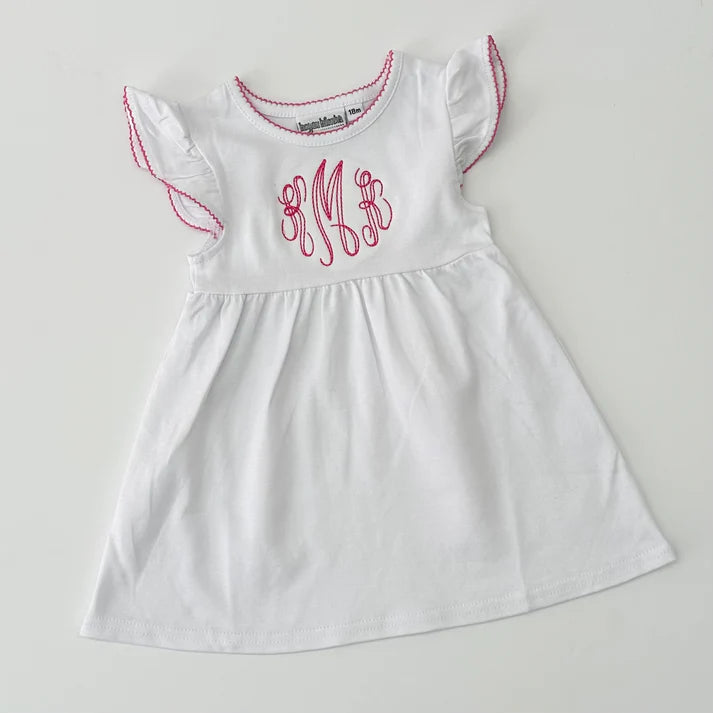 Knit Dress with Hot Pink Picot Trim