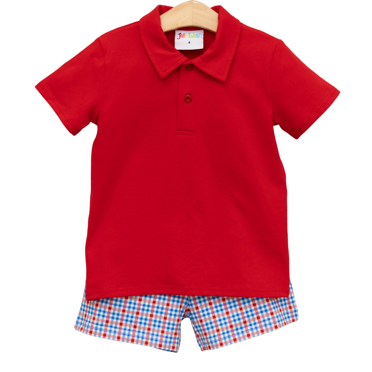 Patriotic Plaid Michael Polo Short Set