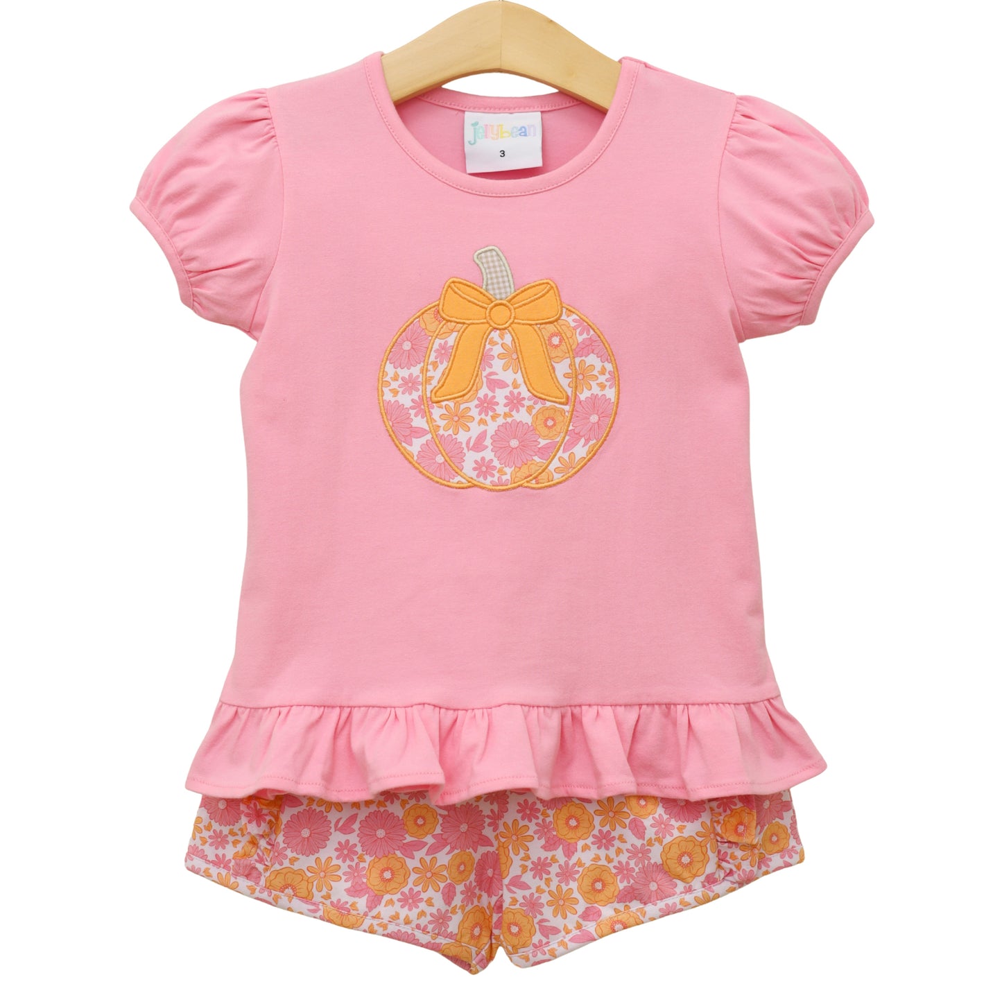 Pumpkin Petals Applique Ruffle Short Set