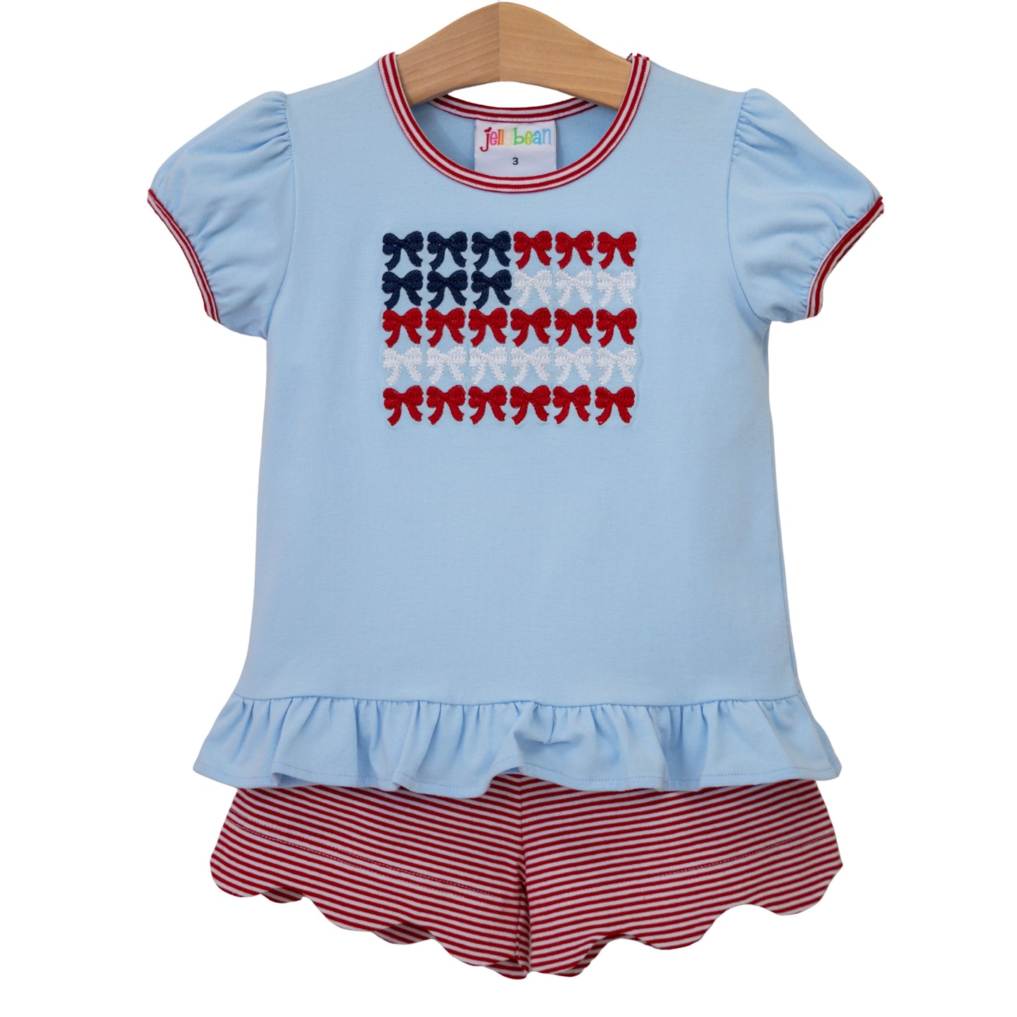 Red, White, and Bows Scallop Short Set