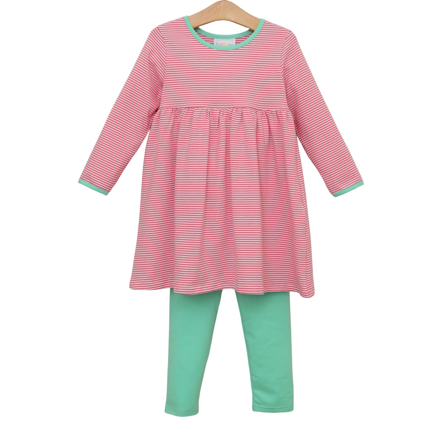 Sadie Pants Set- Pink Stripe/Mint