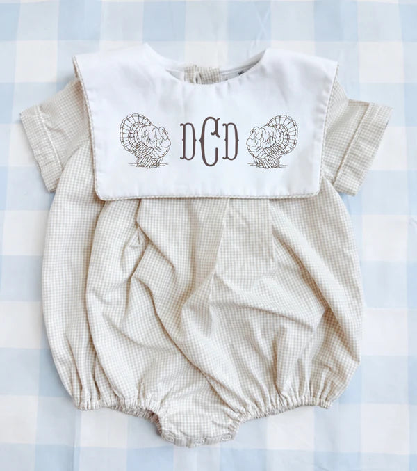 Boys tan gingham bubble