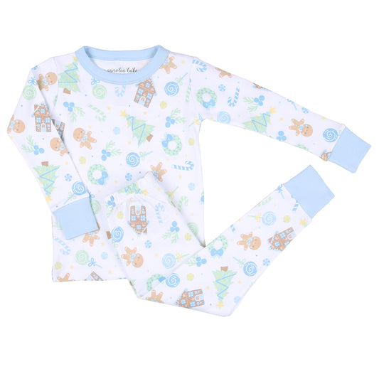 Sweet Gingerbread Blue Long Pajamas