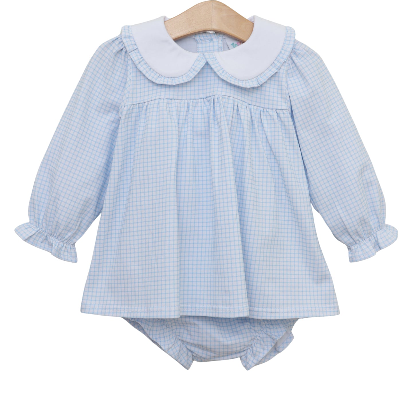 Catherine Diaper Set- Light Blue Windowpane