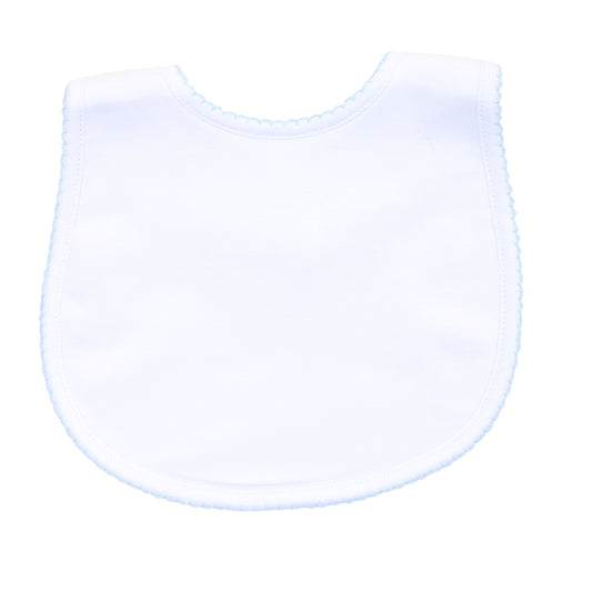 Solid White Essentials Bib with Blue Trim