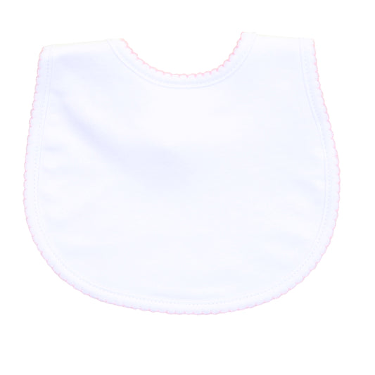 Solid White Essentials Bib with Pink Trim