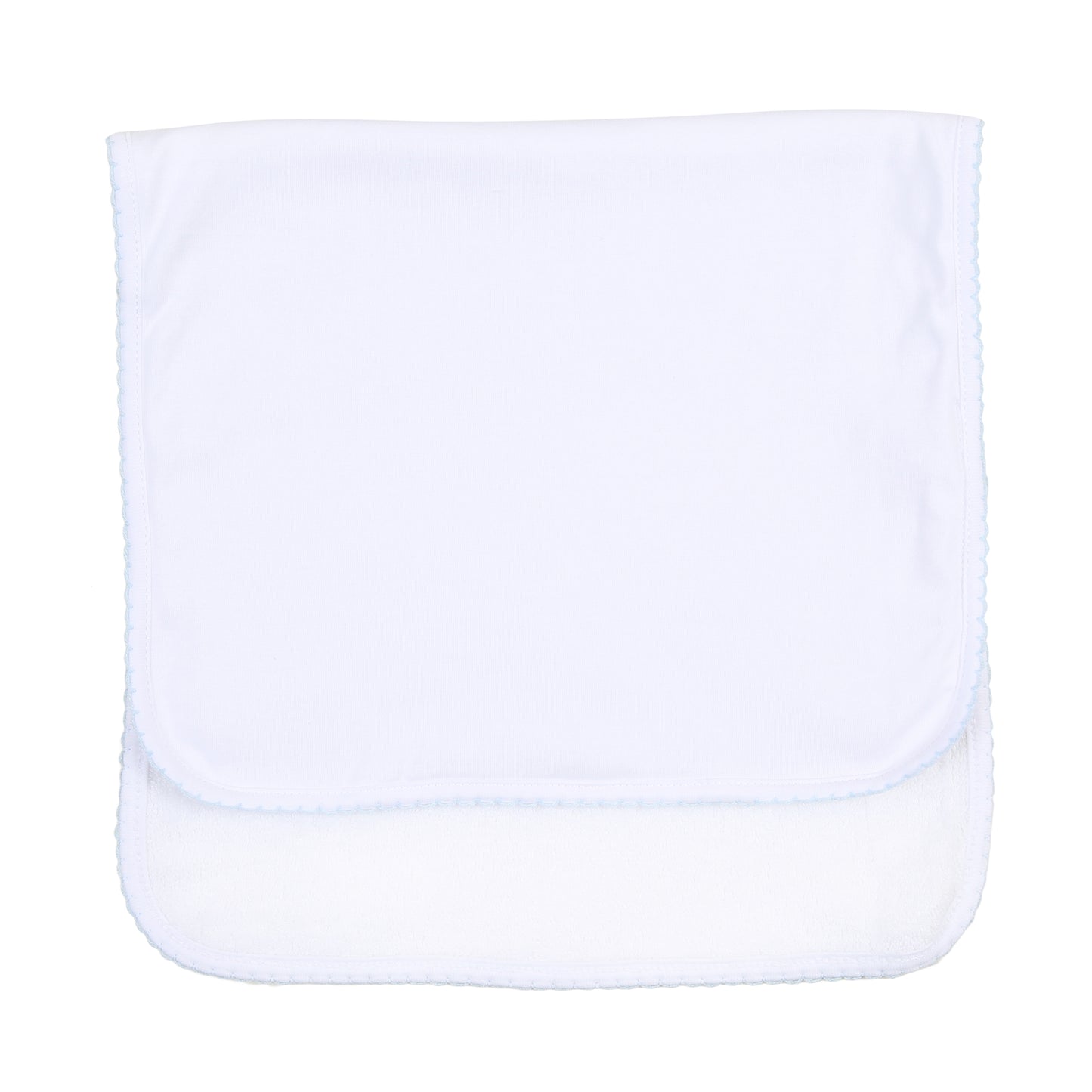 Solid White Essentials Burp Cloth with Blue Trim