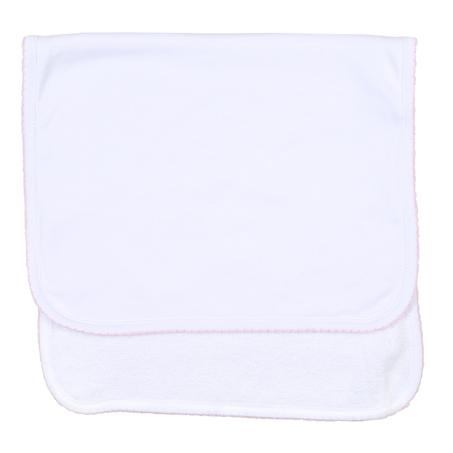 Solid White Essentials Burp Cloth with Pink Trim