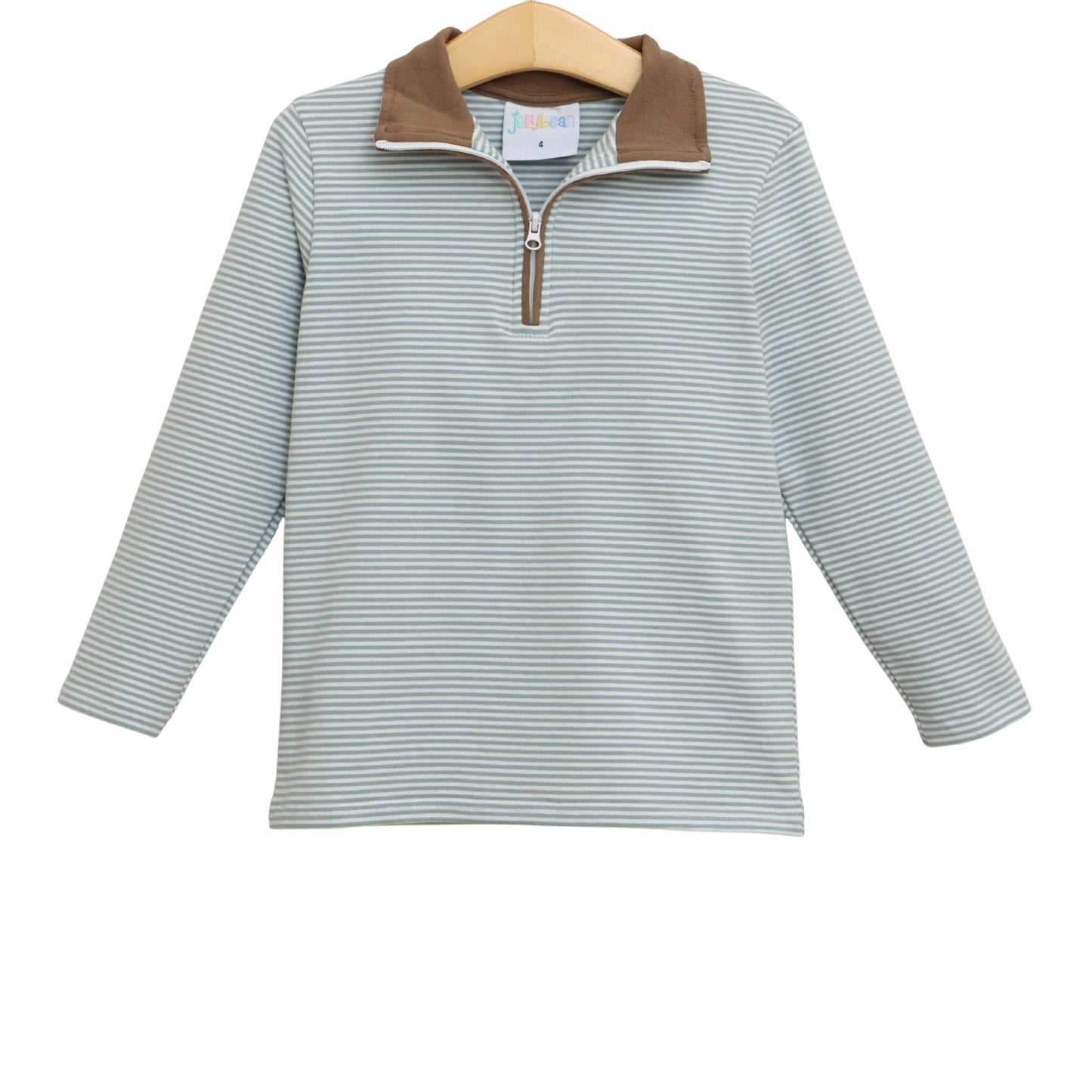Evan Pullover- Dusty Sage Stripe/Light Brown