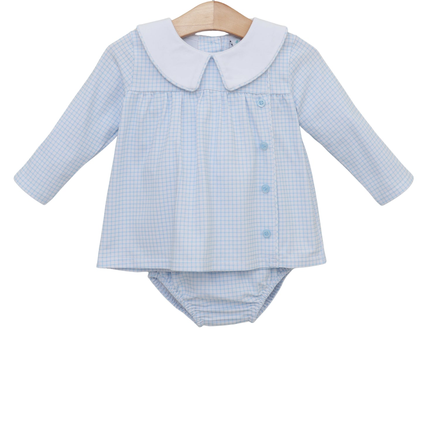 Liam Diaper Set- Light Blue Windowpane