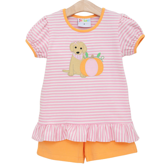 Pumpkins and Paws Ruffle Short Set