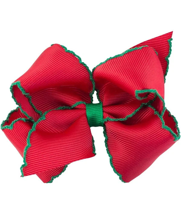 Red Bow with Green Stitching
