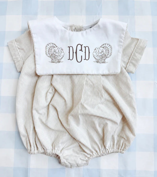 Boys tan gingham bubble