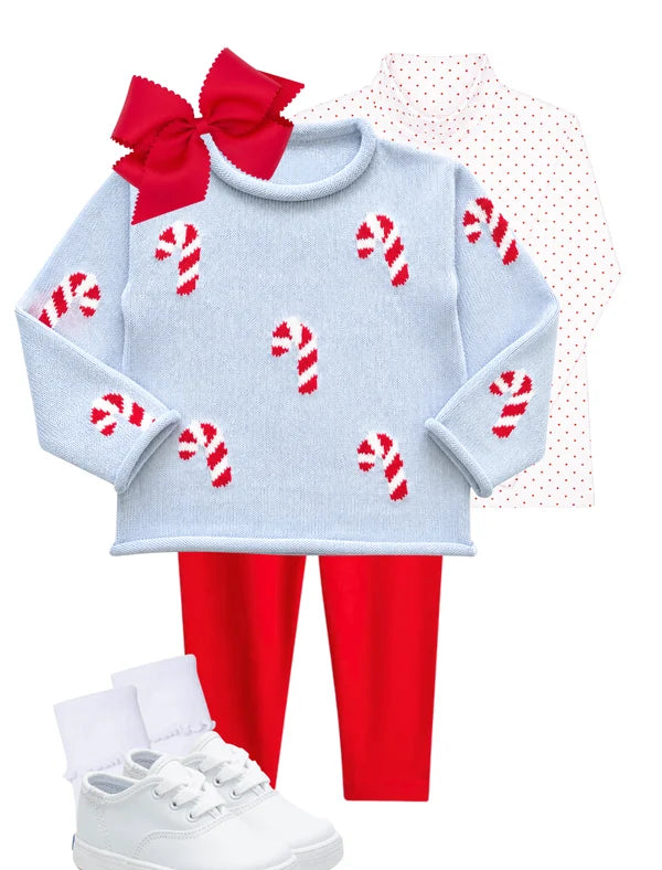 Candy canes roll neck sweater