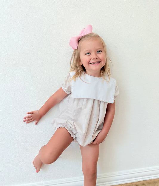 Girls tan gingham bubble