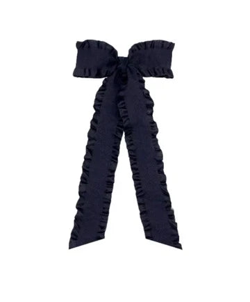 Navy ruffle long bow
